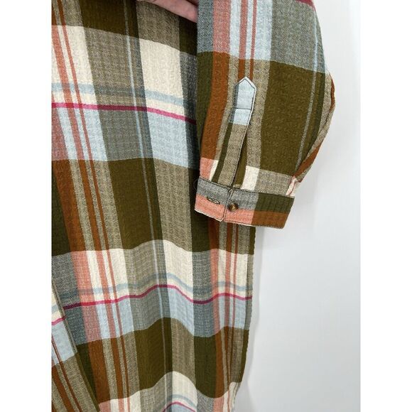 Pilcro Anthropologie Side-Slit Maxi Tunic Button Down Duster Boho Size Medium - Picture 3 of 7